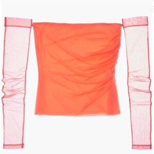 Helmut Lang Women's Sheer Sleeveless Tube Top Coral S NWT 295.00